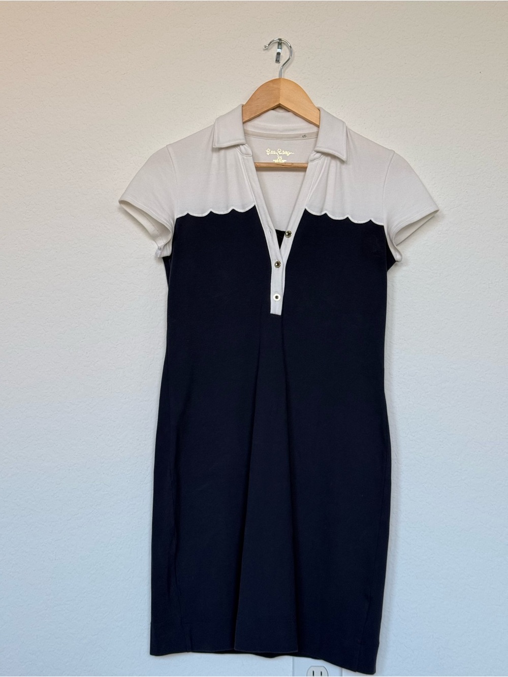 Lilly Pulitzer Navy and Cream Scalloped Polo Mini Dress